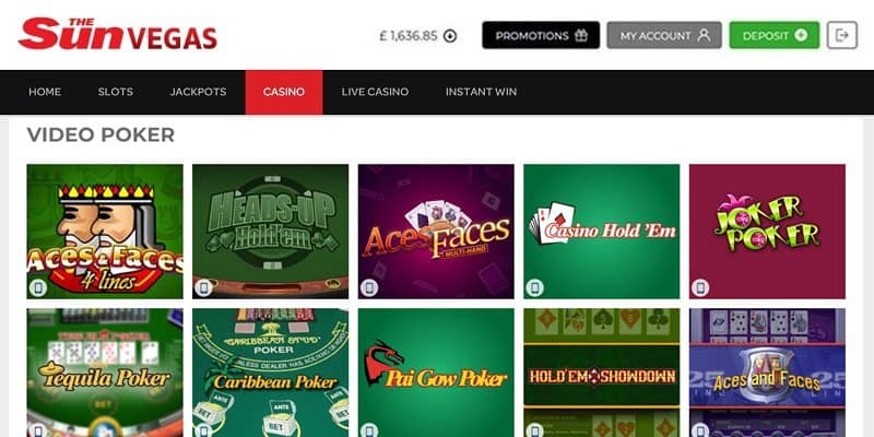 Sun Vegas Poker UK